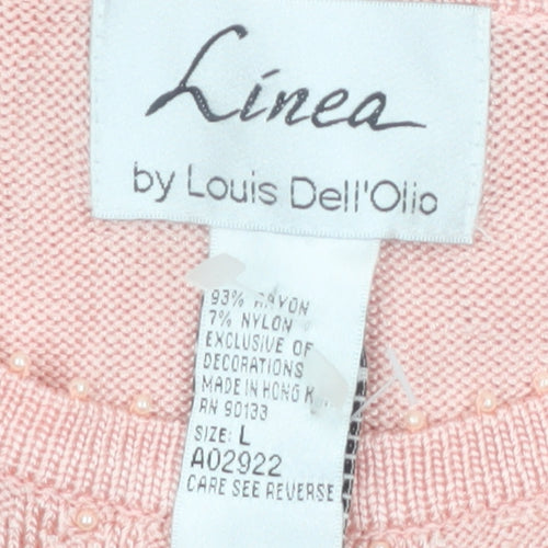 Linea by Louis Dell'Olio Pink Rayon Knit Women's L Jumper