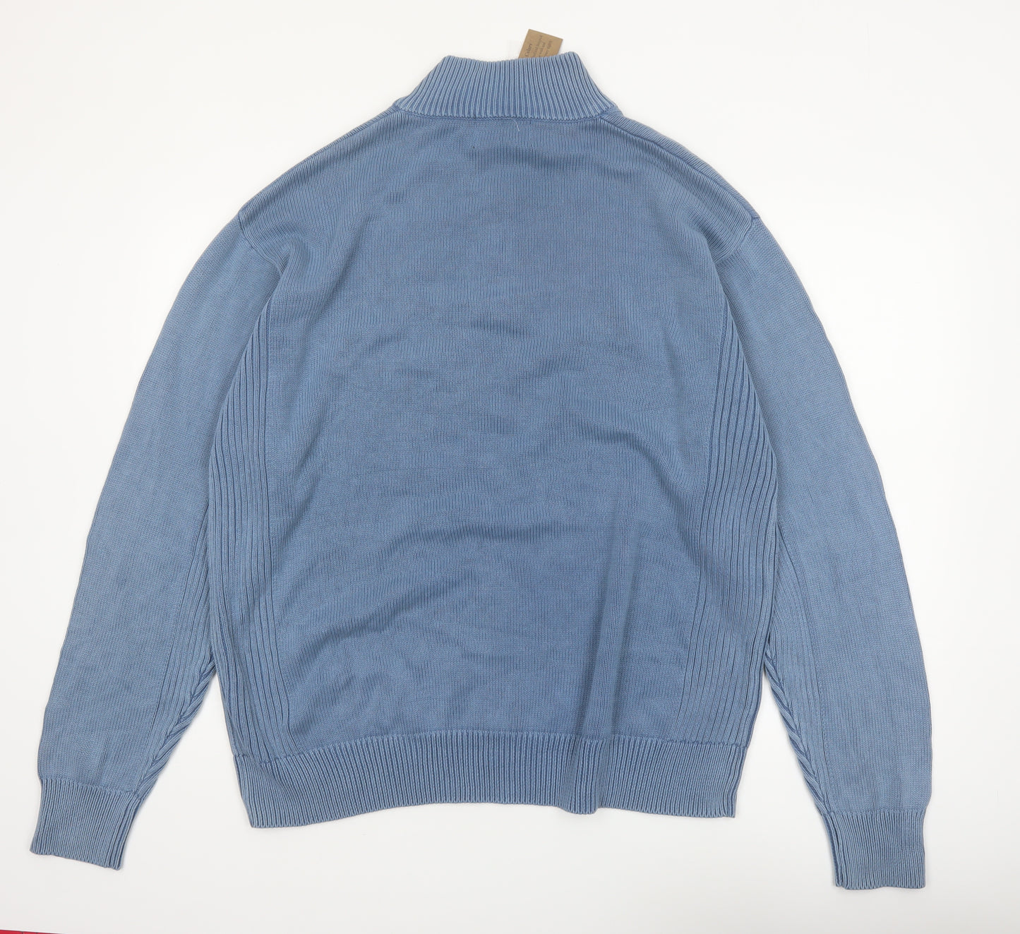 RedHead Men's Blue Cotton Henley Jumper XL High Neck Knit