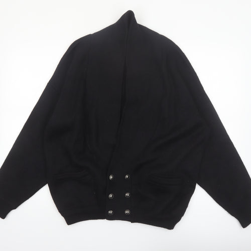 Aklanda Men's Black Wool Button Cardigan M Classic Fit