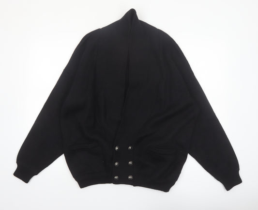 Aklanda Men's Black Wool Button Cardigan M Classic Fit