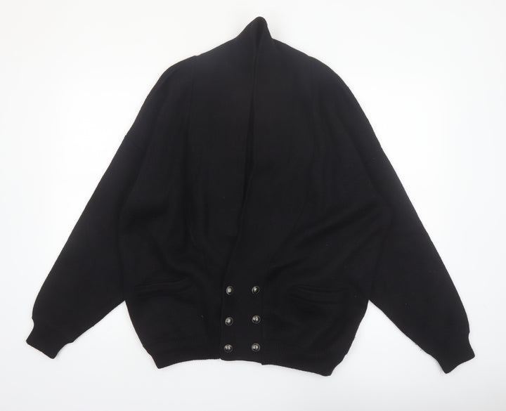 Aklanda Men's Black Wool Button Cardigan M Classic Fit