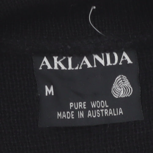 Aklanda Men's Black Wool Button Cardigan M Classic Fit