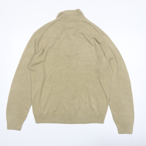 Geoffrey Beene Men's Beige Acrylic Collared Henley Jumper Size L