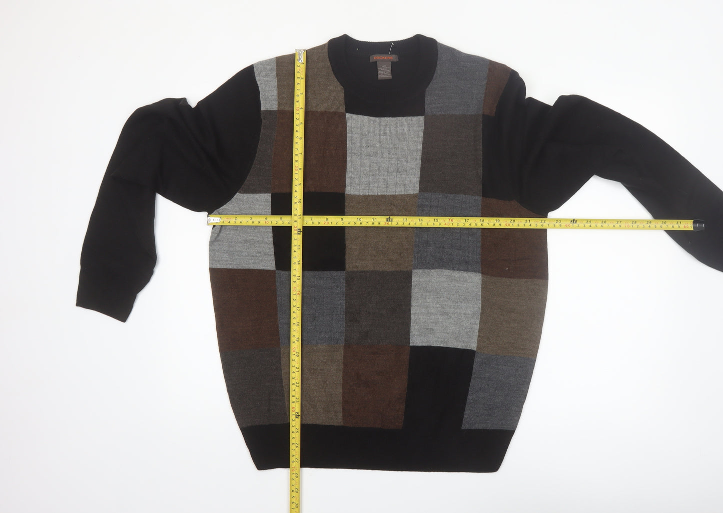 Dockers Men's Multicoloured Check Knit Acrylic Jumper L