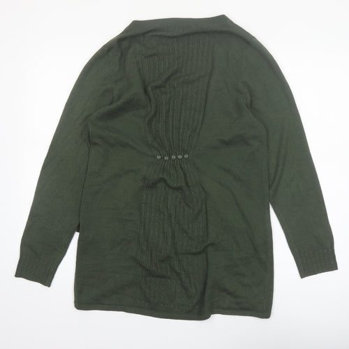 Marks and Spencer Per Una Green Long Sleeve Open Knit Cardigan Size 16