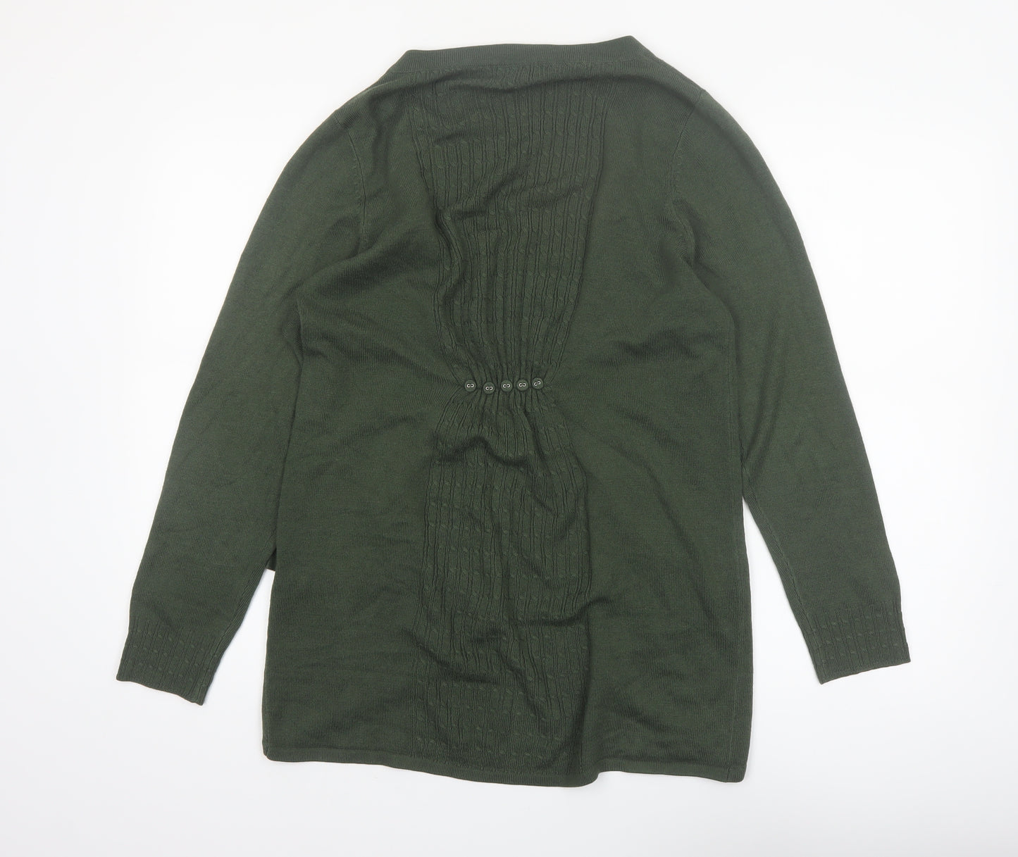 Marks and Spencer Per Una Green Long Sleeve Open Knit Cardigan Size 16