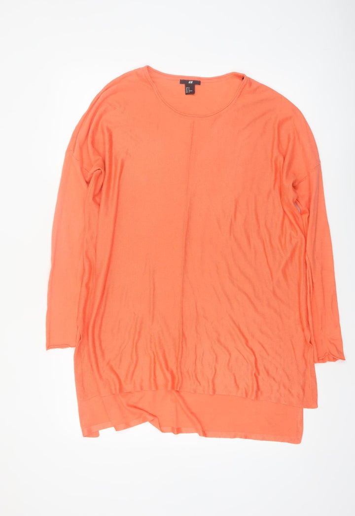H&M Women’s Orange Long Sleeve Relaxed Tunic Jumper Size 12