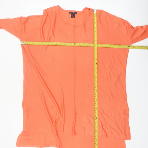H&M Women’s Orange Long Sleeve Relaxed Tunic Jumper Size 12