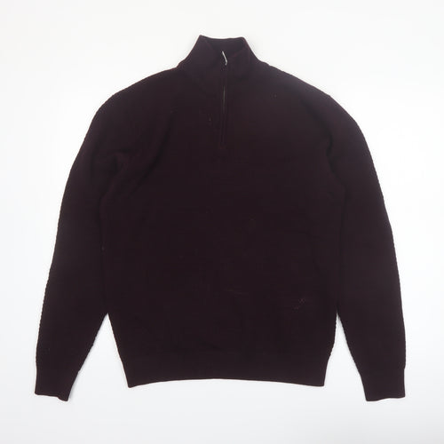 NEXT Men's Brown 1/4 Zip Cotton High Neck Jumper M