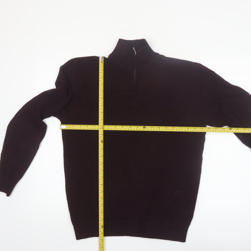 NEXT Men's Brown 1/4 Zip Cotton High Neck Jumper M