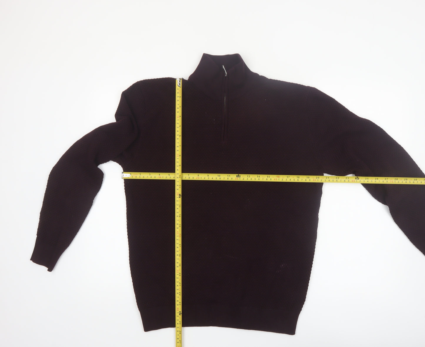 NEXT Men's Brown 1/4 Zip Cotton High Neck Jumper M