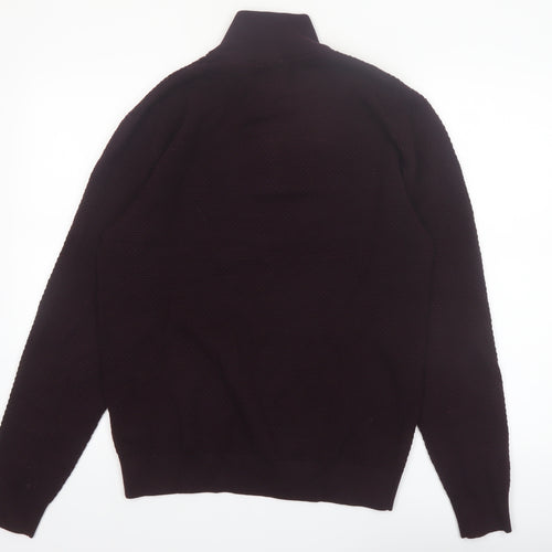 NEXT Men's Brown 1/4 Zip Cotton High Neck Jumper M
