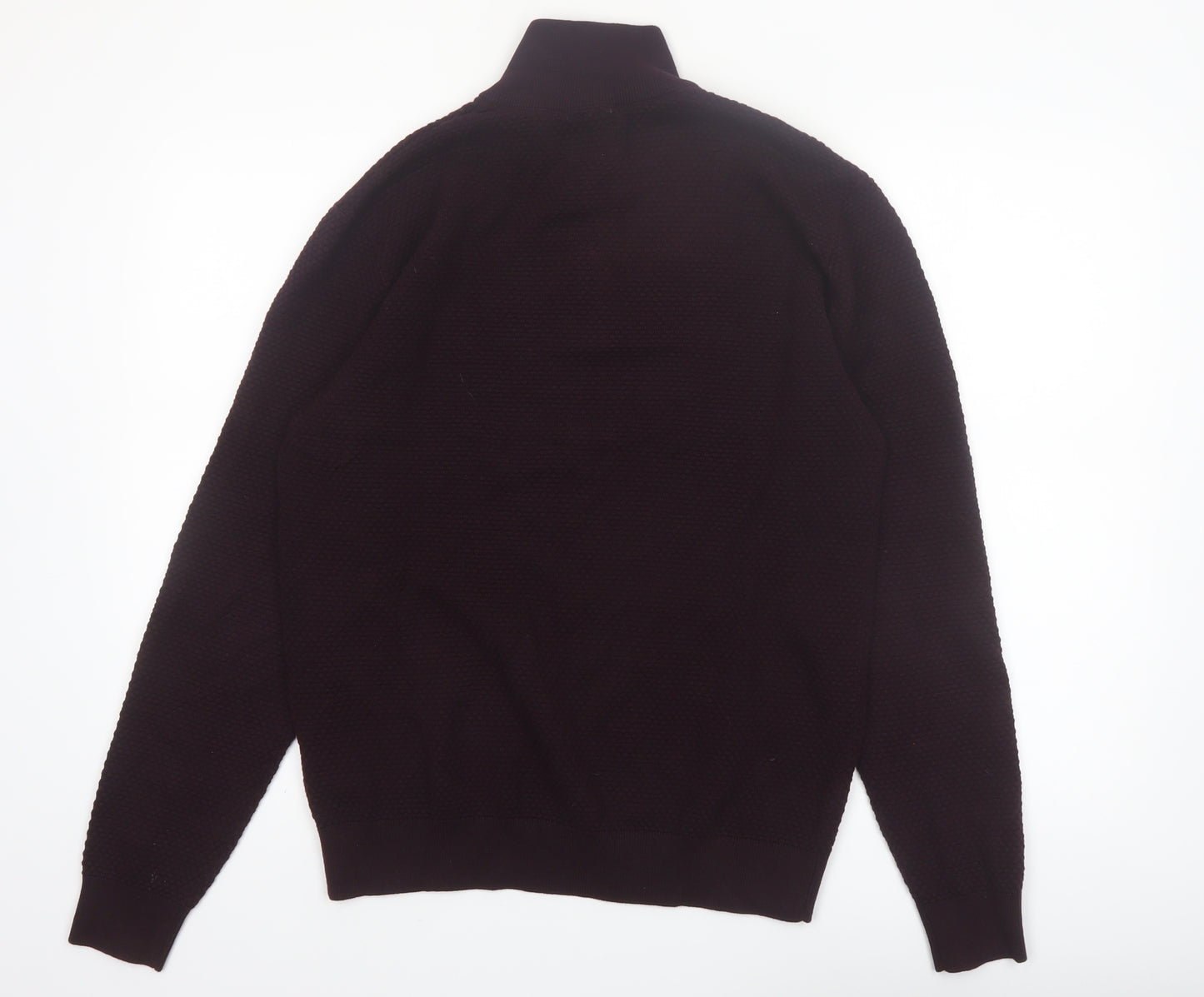 NEXT Men's Brown 1/4 Zip Cotton High Neck Jumper M
