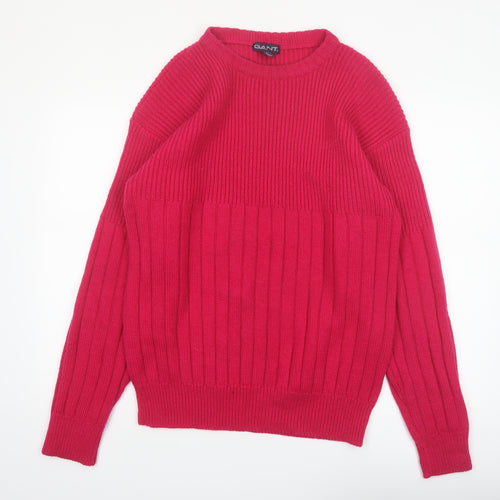 GANT Men’s Red Wool Crew Neck Pullover Jumper Size L