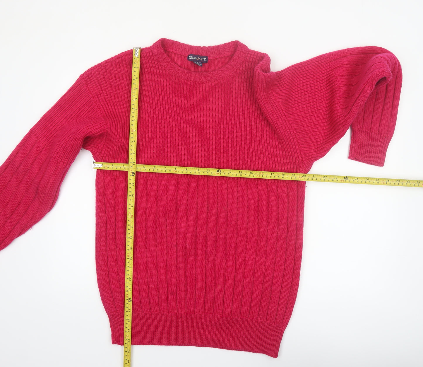 GANT Men’s Red Wool Crew Neck Pullover Jumper Size L