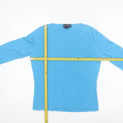 David Lawrence Womens Blue Cotton 3/4 Sleeve Pullover Jumper M