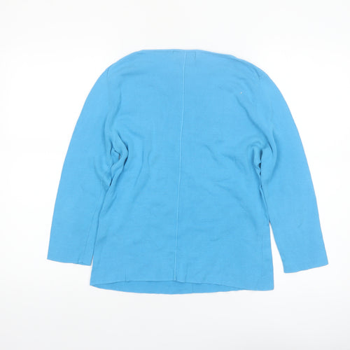 David Lawrence Womens Blue Cotton 3/4 Sleeve Pullover Jumper M