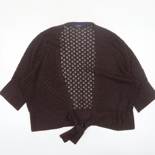 Casual Club Women Brown Open Knit Acrylic Cardigan Size 18