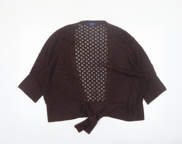 Casual Club Women Brown Open Knit Acrylic Cardigan Size 18