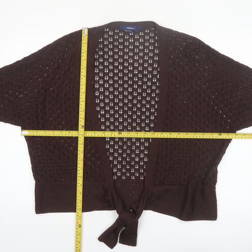 Casual Club Women Brown Open Knit Acrylic Cardigan Size 18