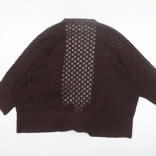 Casual Club Women Brown Open Knit Acrylic Cardigan Size 18