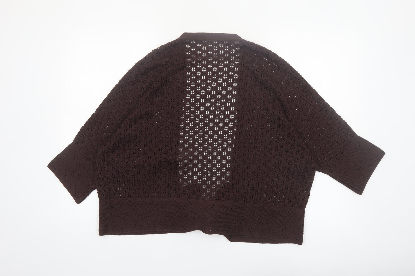 Casual Club Women Brown Open Knit Acrylic Cardigan Size 18