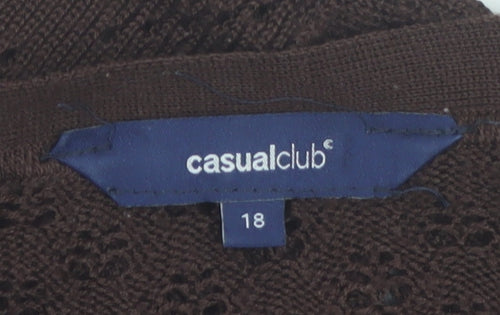 Casual Club Women Brown Open Knit Acrylic Cardigan Size 18