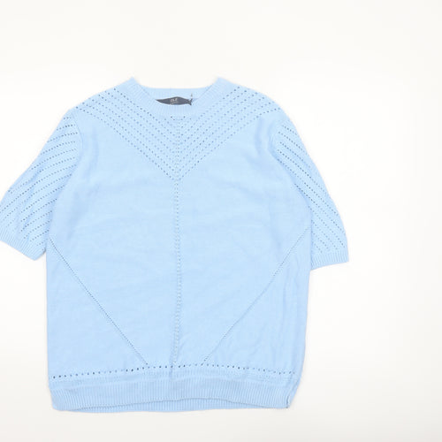 Isle Essentials Women's Blue Cotton Short Sleeve Jumper Size 14-16