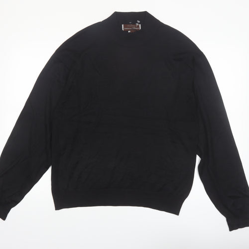 Johnston & Murphy Men's Black Silk Mock Neck Jumper L