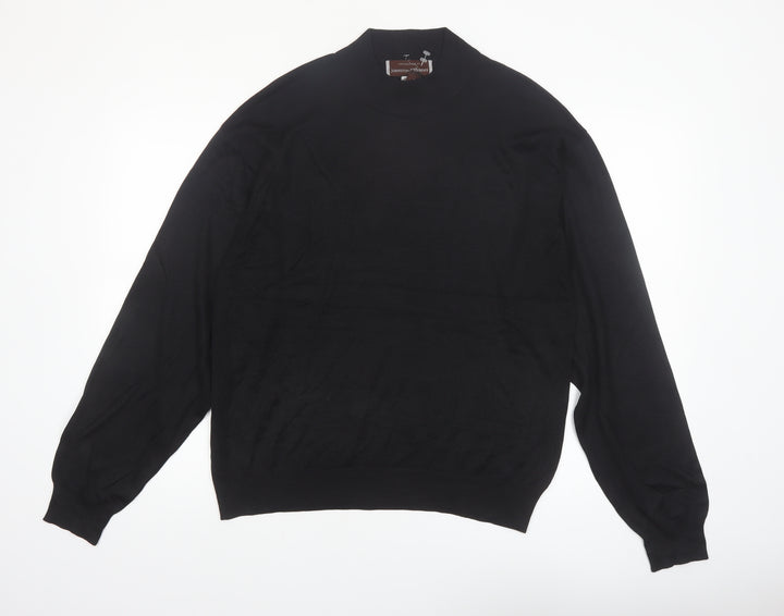 Johnston & Murphy Men's Black Silk Mock Neck Jumper L
