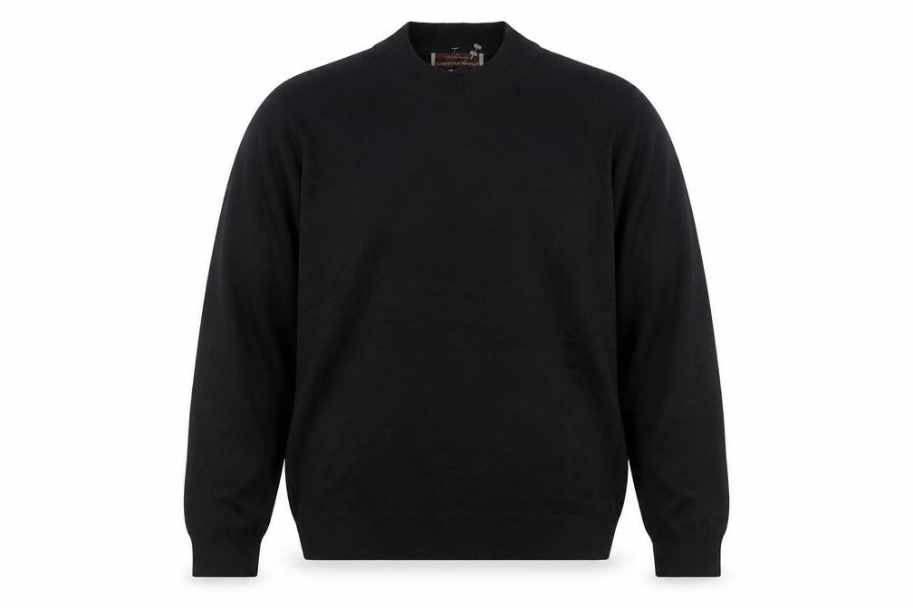 Front view of Johnston & Murphy Men's Black Silk Mock Neck Jumper L