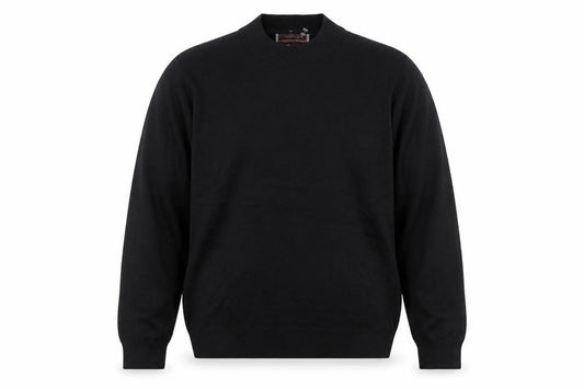 Front view of Johnston & Murphy Men's Black Silk Mock Neck Jumper L