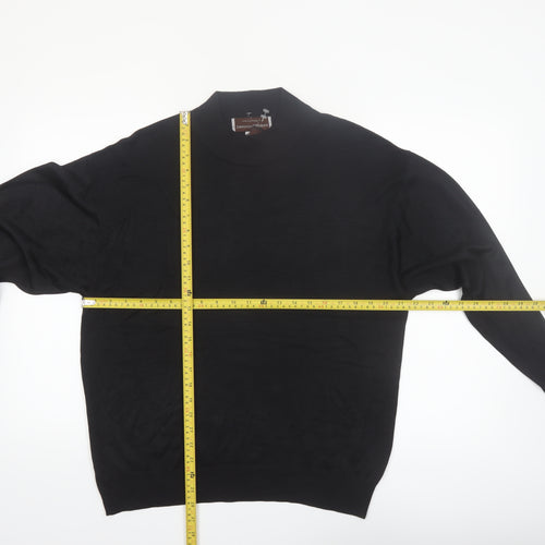 Johnston & Murphy Men's Black Silk Mock Neck Jumper L