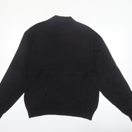 Johnston & Murphy Men's Black Silk Mock Neck Jumper L