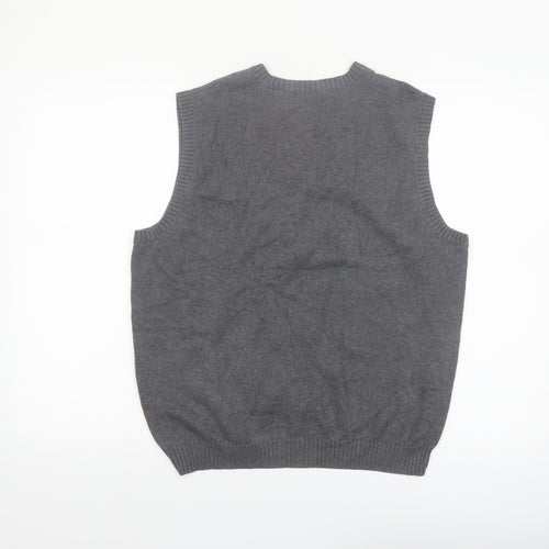 IZOD Men's Grey Cotton V-Neck Sleeveless Vest Jumper S Classic Fit