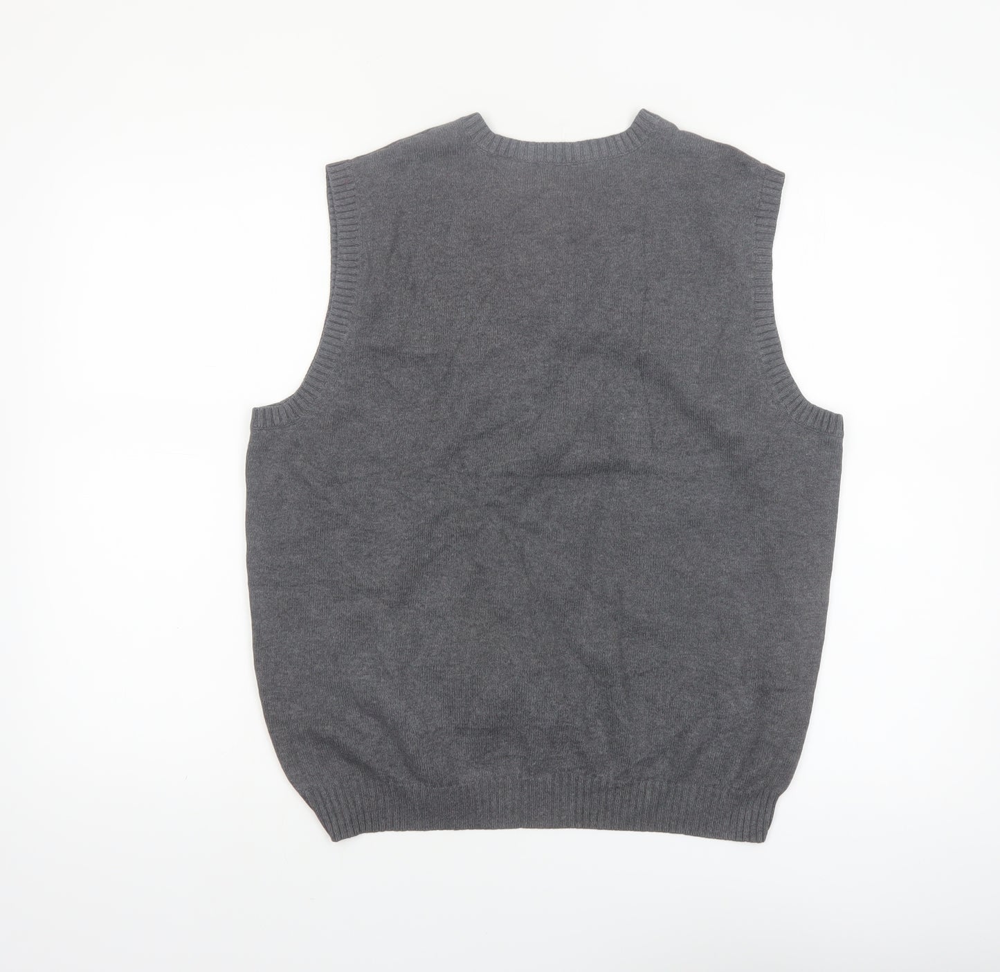 IZOD Men's Grey Cotton V-Neck Sleeveless Vest Jumper S Classic Fit