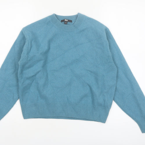 Uniqlo Women Blue Wool Crew Neck Jumper XS Classic Fit