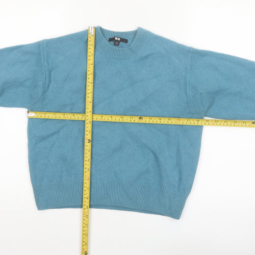 Uniqlo Women Blue Wool Crew Neck Jumper XS Classic Fit
