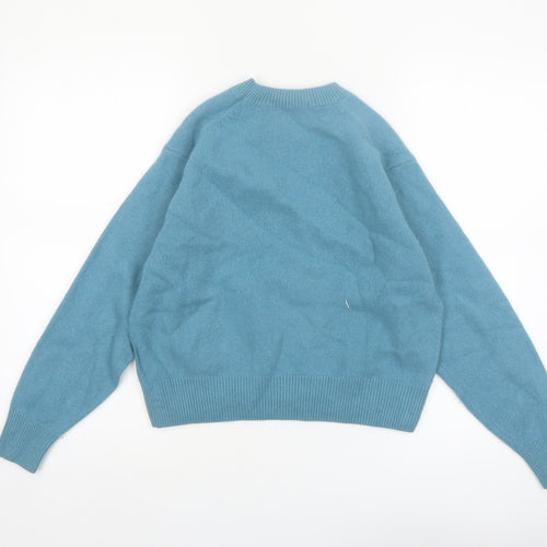 Uniqlo Women Blue Wool Crew Neck Jumper XS Classic Fit