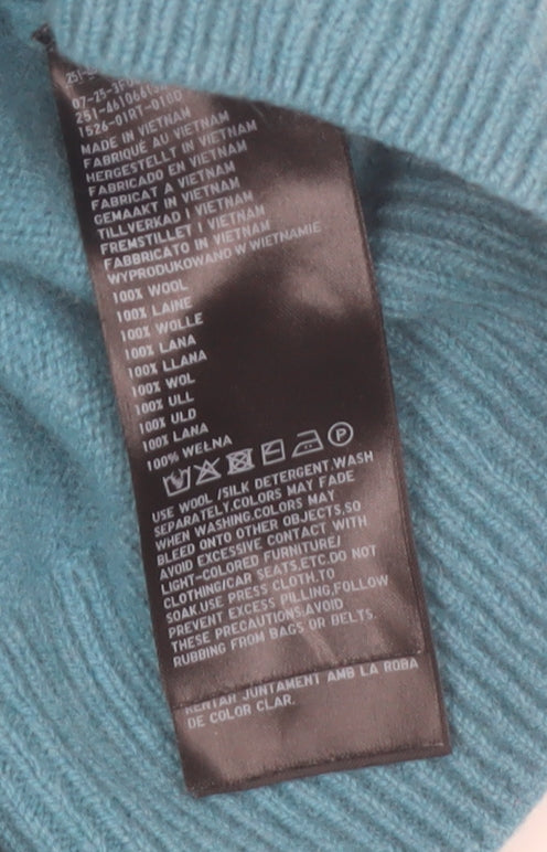Uniqlo Women Blue Wool Crew Neck Jumper XS Classic Fit