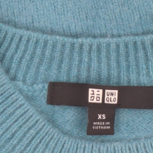 Uniqlo Women Blue Wool Crew Neck Jumper XS Classic Fit