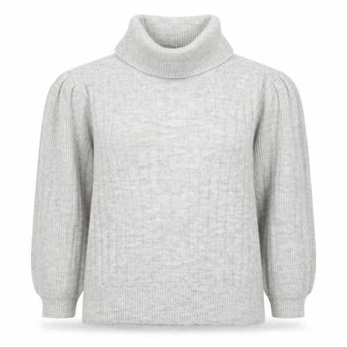 MNG Women’s Grey Roll Neck Wool Blend 3/4 Sleeve Jumper Size 12