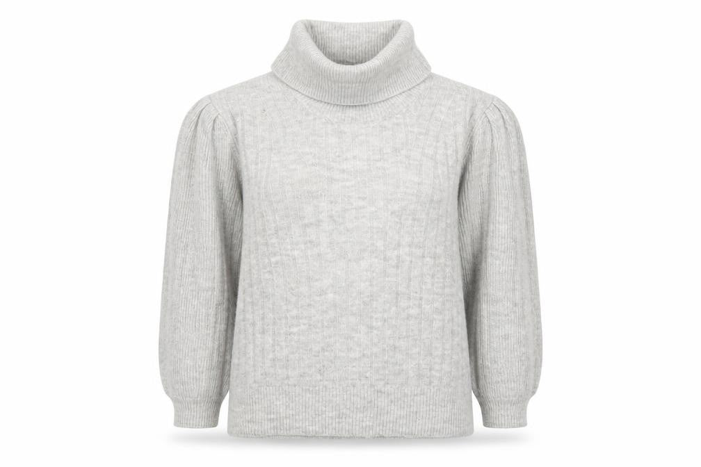 MNG Women’s Grey Roll Neck Wool Blend 3/4 Sleeve Jumper Size 12