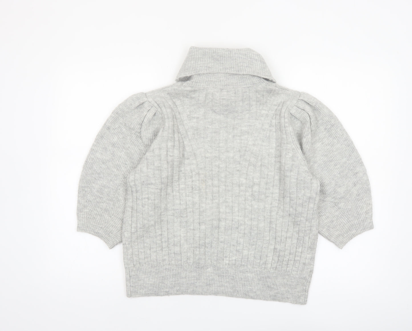 MNG Women’s Grey Roll Neck Wool Blend 3/4 Sleeve Jumper Size 12