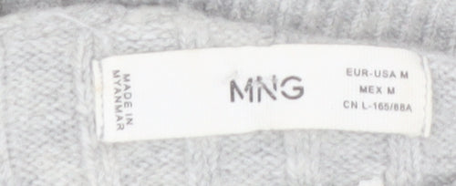 MNG Women’s Grey Roll Neck Wool Blend 3/4 Sleeve Jumper Size 12