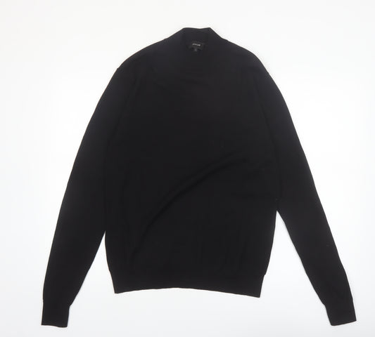 Jigsaw Mens Black Wool Mock Neck Jumper Size L Classic Knitwear