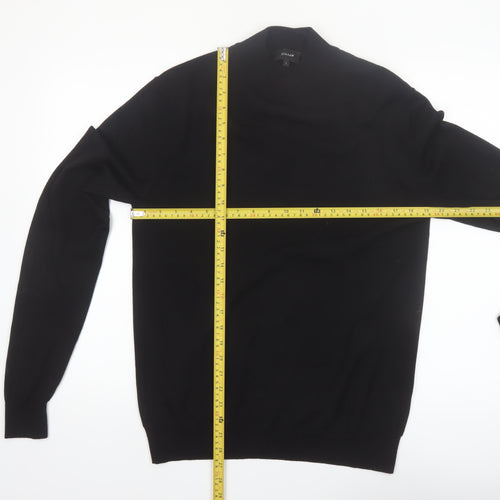 Jigsaw Mens Black Wool Mock Neck Jumper Size L Classic Knitwear