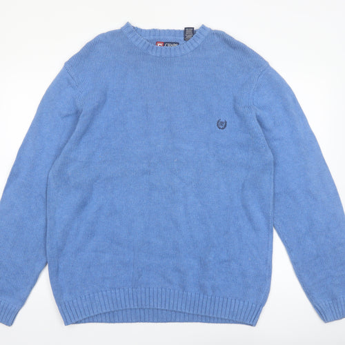 Chaps Men's Blue Cotton Crew Neck Pullover Jumper XL