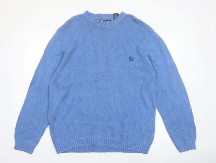 Chaps Men's Blue Cotton Crew Neck Pullover Jumper XL
