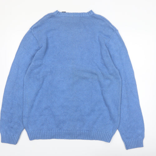 Chaps Men's Blue Cotton Crew Neck Pullover Jumper XL
